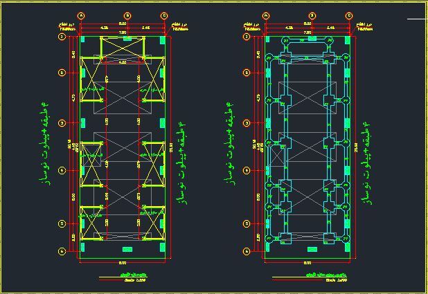  فایل اتوکد سازه 8 طبقه بتنی 