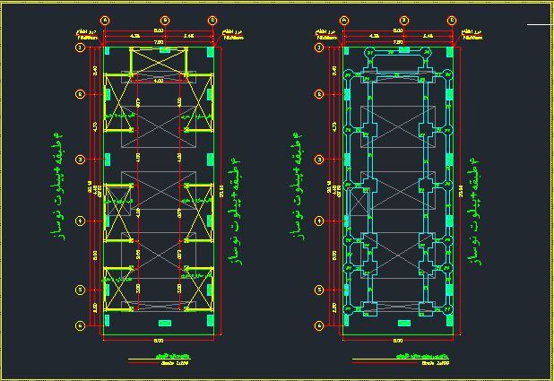 فایل اتوکد سازه 8 طبقه بتنی